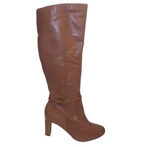Naturalizer Henny Knee-High Buckle Detail Tall Dress Boots cafe Leather  10 New